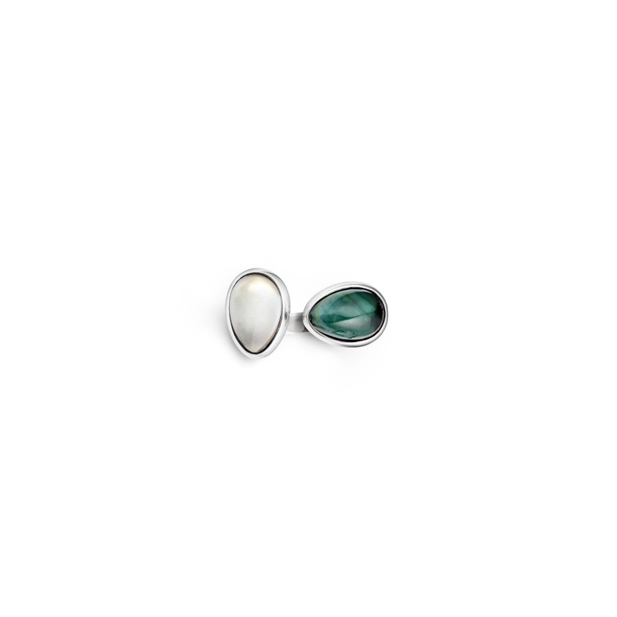 Anelli AURUM | Anello Goccia Verde|Bianco 2 Elementi