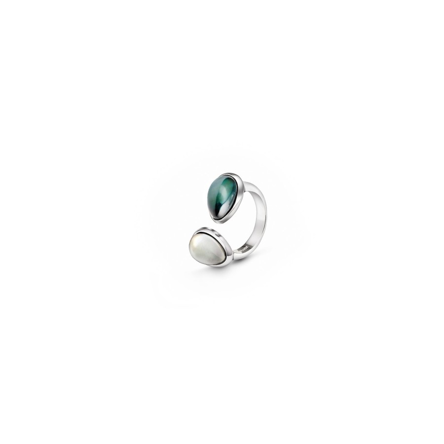 Anelli AURUM | Anello Goccia Verde|Bianco 2 Elementi