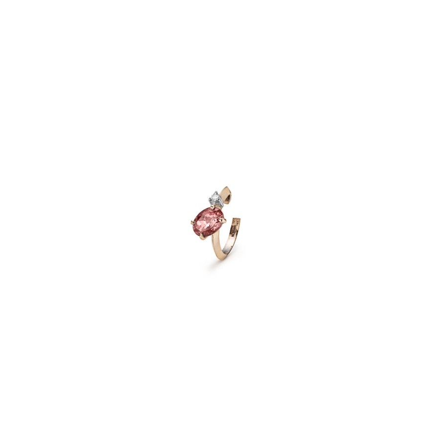 Orecchini BALANCE | Ear Cuff 'Balance' Oro Rosa Con Tormalina Rosa